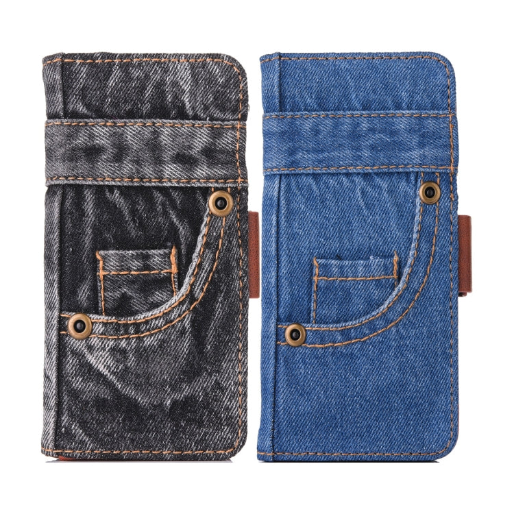 For iPhone XS Max Denim Pattern TPU Case with Card Slot & Wallet & Holder