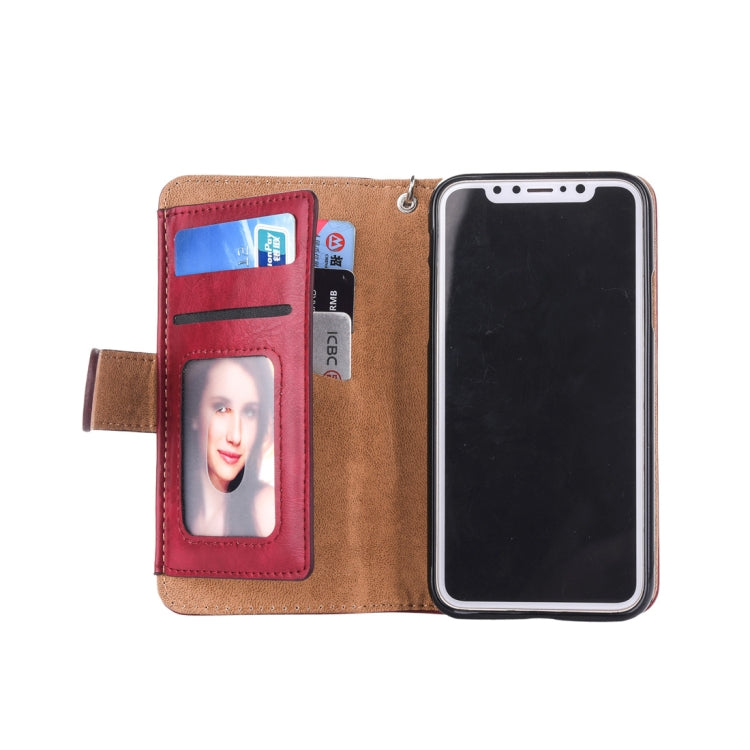 For iPhone XS Max 2 in 1 Zipper Pattern PU+ TPU Leather Case with Card Slot & Wallet & Photo Frame