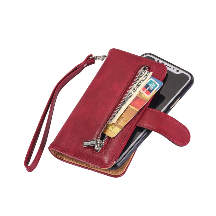For iPhone XS Max 2 in 1 Zipper Pattern PU+ TPU Leather Case with Card Slot & Wallet & Photo Frame