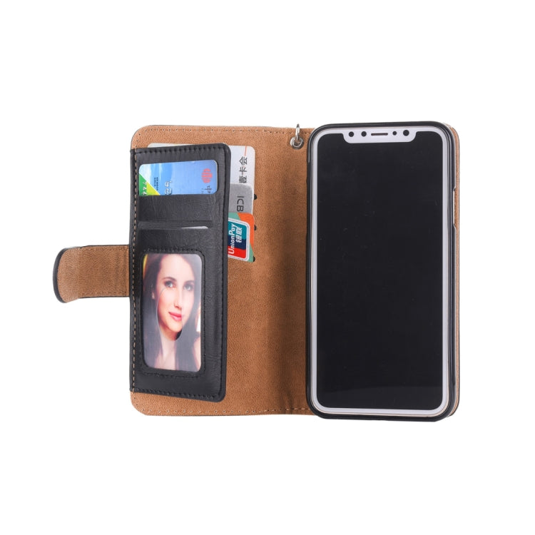 For iPhone XS Max 2 in 1 Zipper Pattern PU+ TPU Leather Case with Card Slot & Wallet & Photo Frame