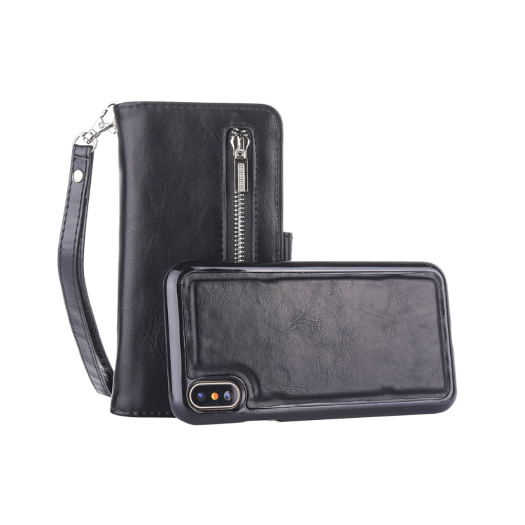 For iPhone XS Max 2 in 1 Zipper Pattern PU+ TPU Leather Case with Card Slot & Wallet & Photo Frame