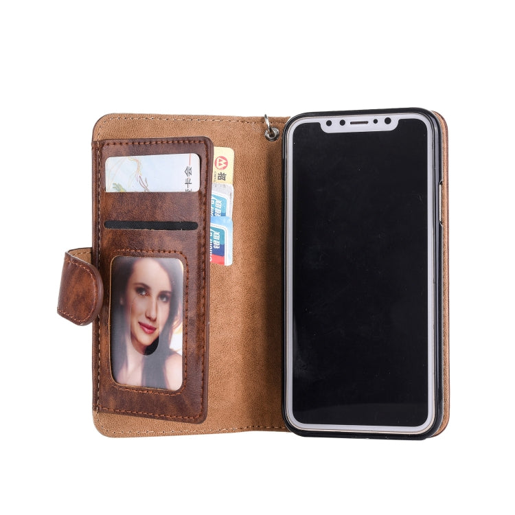 For iPhone XS Max 2 in 1 Zipper Pattern PU+ TPU Leather Case with Card Slot & Wallet & Photo Frame