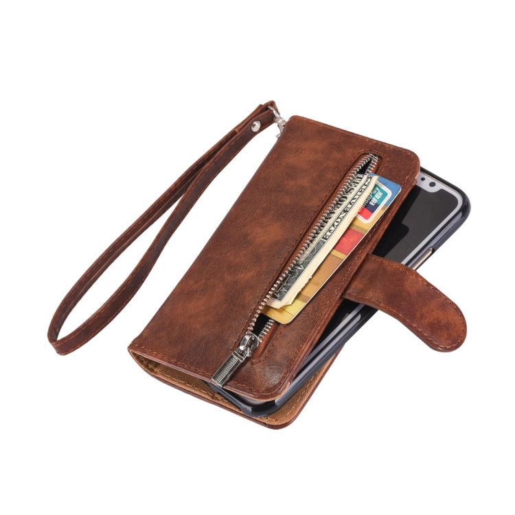 For iPhone XS Max 2 in 1 Zipper Pattern PU+ TPU Leather Case with Card Slot & Wallet & Photo Frame