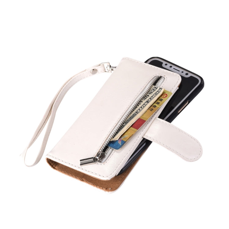 For iPhone XS Max 2 in 1 Zipper Pattern PU+ TPU Leather Case with Card Slot & Wallet & Photo Frame