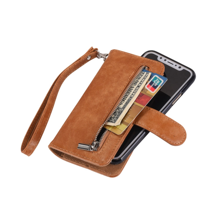 For iPhone XS Max 2 in 1 Zipper Pattern PU+ TPU Leather Case with Card Slot & Wallet & Photo Frame