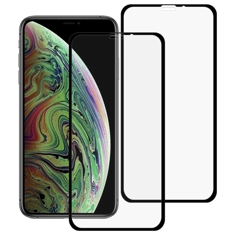 For iPhone 11 Pro Max / XS Max 2pcs 9H 10D Full Screen Tempered Glass Screen Protector (Black)