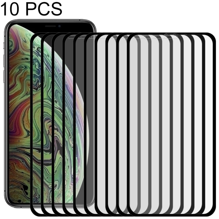 For iPhone 11 Pro Max / XS Max 10pcs 9H 10D Full Screen Tempered Glass Screen Protector (Black)