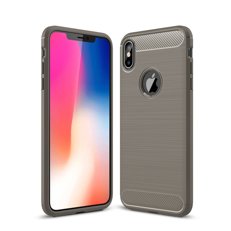For iPhone XS Max Brushed Texture Carbon Fiber Shockproof TPU Protective Back Case