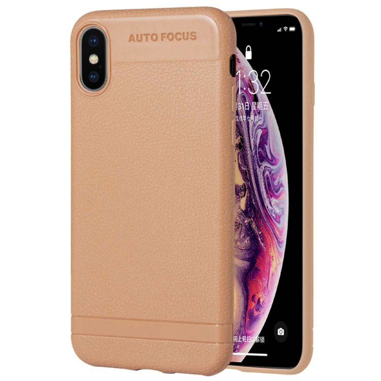 For iPhone XS Max Litchi Texture TPU Shockproof Case
