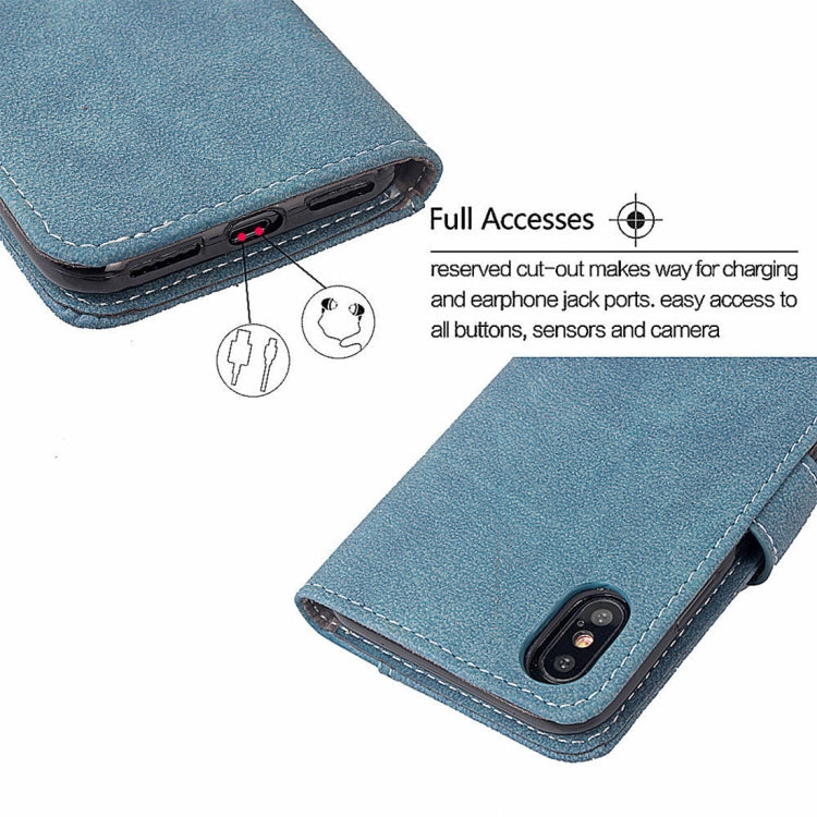 For iPhone XS Max Frosted TPU Horizontal Flip Leather Case with Holder & Card Slots & Wallet & Photo Frame