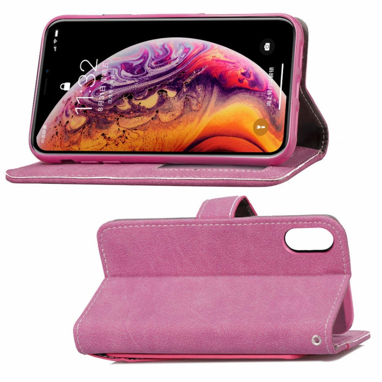 For iPhone XS Max Frosted TPU Horizontal Flip Leather Case with Holder & Card Slots & Wallet & Photo Frame