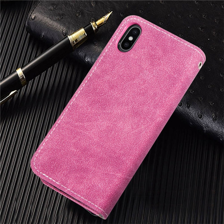 For iPhone XS Max Frosted TPU Horizontal Flip Leather Case with Holder & Card Slots & Wallet & Photo Frame
