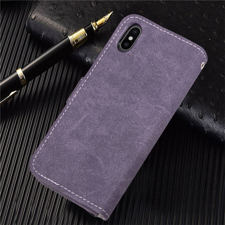 For iPhone XS Max Frosted TPU Horizontal Flip Leather Case with Holder & Card Slots & Wallet & Photo Frame