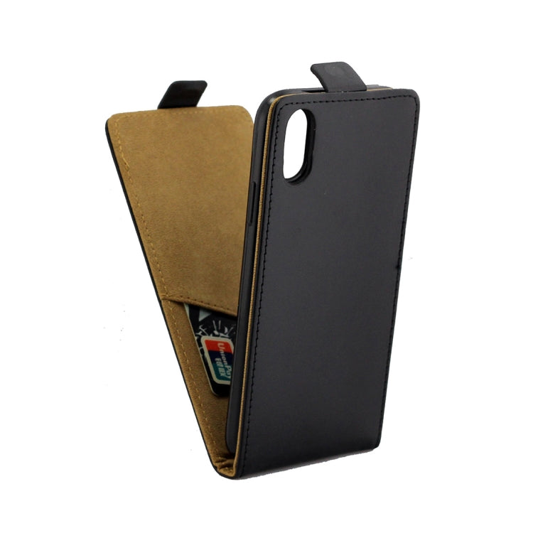 For iPhone XS Max Business Style Vertical Flip TPU Leather Case with Card Slot (Black)