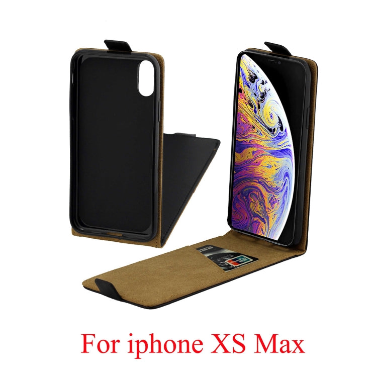 For iPhone XS Max Business Style Vertical Flip TPU Leather Case with Card Slot (Black)