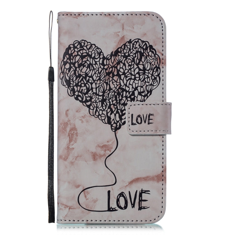 For iPhone XS Max Heart + Marble Pattern Horizontal Flip Leather Case with Holder & Card Slots & Wallet & Lanyard