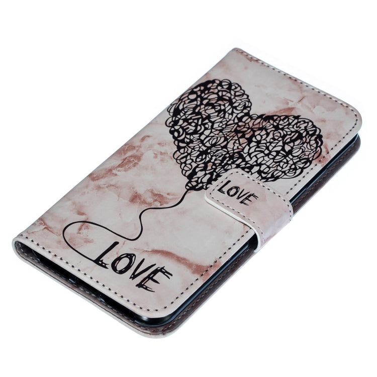 For iPhone XS Max Heart + Marble Pattern Horizontal Flip Leather Case with Holder & Card Slots & Wallet & Lanyard