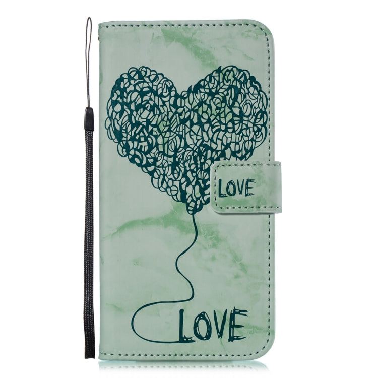 For iPhone XS Max Heart + Marble Pattern Horizontal Flip Leather Case with Holder & Card Slots & Wallet & Lanyard
