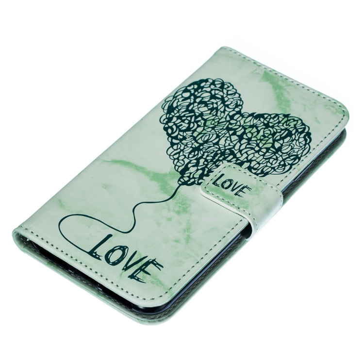 For iPhone XS Max Heart + Marble Pattern Horizontal Flip Leather Case with Holder & Card Slots & Wallet & Lanyard