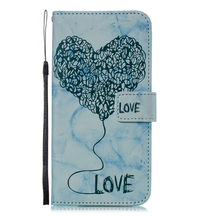 For iPhone XS Max Heart + Marble Pattern Horizontal Flip Leather Case with Holder & Card Slots & Wallet & Lanyard