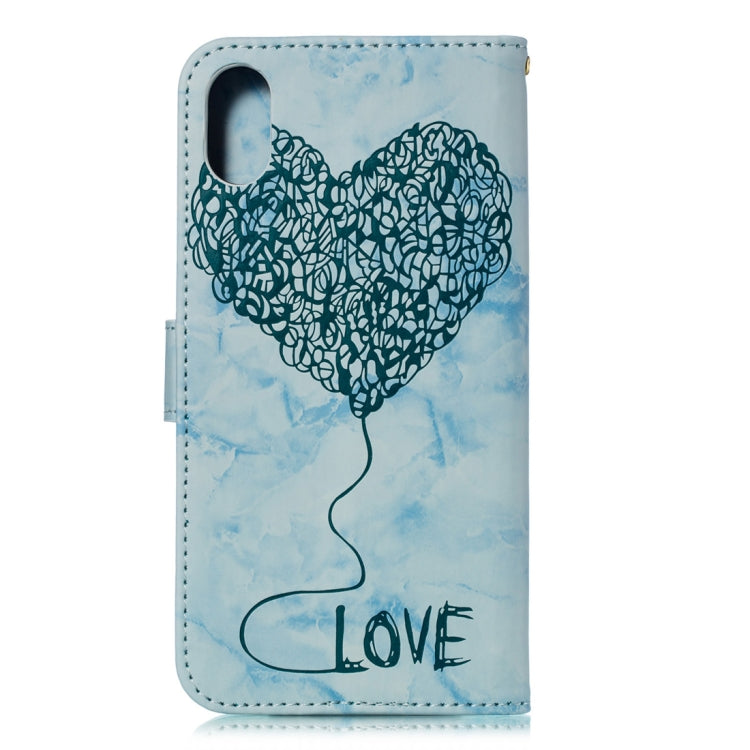 For iPhone XS Max Heart + Marble Pattern Horizontal Flip Leather Case with Holder & Card Slots & Wallet & Lanyard