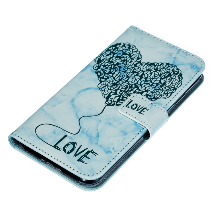 For iPhone XS Max Heart + Marble Pattern Horizontal Flip Leather Case with Holder & Card Slots & Wallet & Lanyard