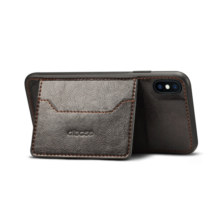 For iPhone XS Max Dibase TPU + PC + PU Crazy Horse Texture Protective Case with Holder & Card Slots