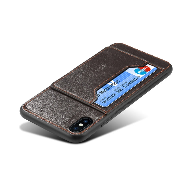 For iPhone XS Max Dibase TPU + PC + PU Crazy Horse Texture Protective Case with Holder & Card Slots