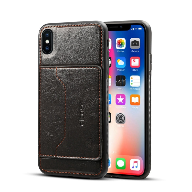 For iPhone XS Max Dibase TPU + PC + PU Crazy Horse Texture Protective Case with Holder & Card Slots