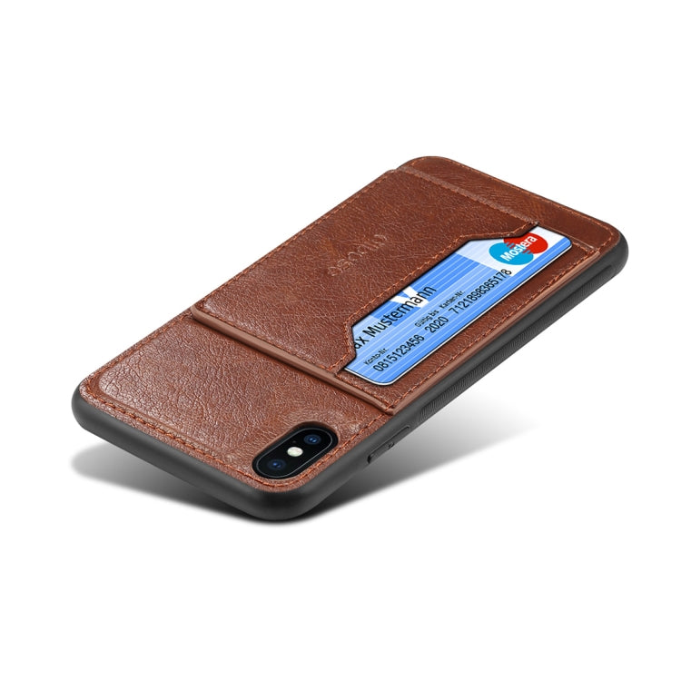 For iPhone XS Max Dibase TPU + PC + PU Crazy Horse Texture Protective Case with Holder & Card Slots