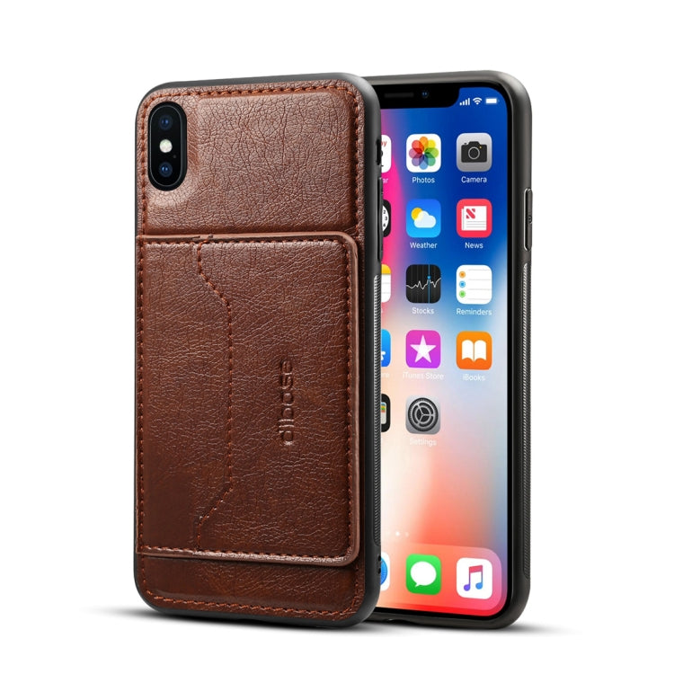 For iPhone XS Max Dibase TPU + PC + PU Crazy Horse Texture Protective Case with Holder & Card Slots
