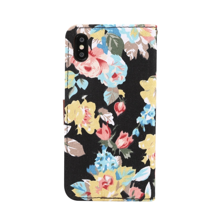 For iPhone XS Max Dibase Flower Pattern Horizontal Flip PU Leather Case with Holder & Card Slot