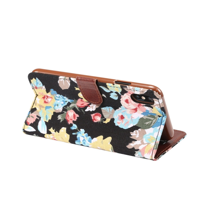 For iPhone XS Max Dibase Flower Pattern Horizontal Flip PU Leather Case with Holder & Card Slot