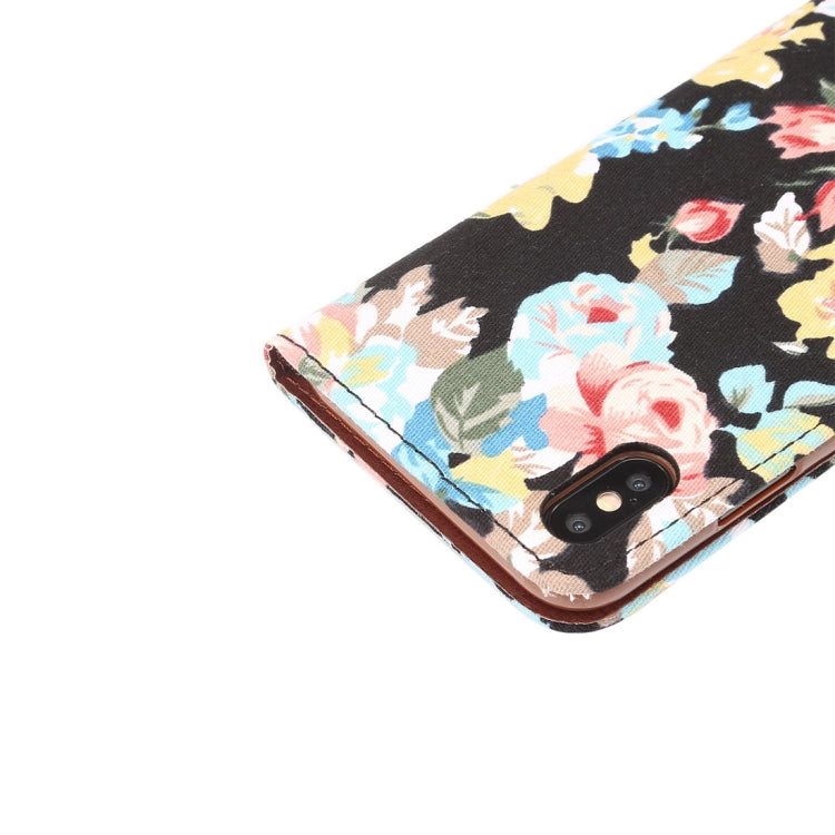 For iPhone XS Max Dibase Flower Pattern Horizontal Flip PU Leather Case with Holder & Card Slot