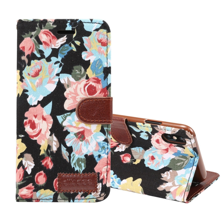 For iPhone XS Max Dibase Flower Pattern Horizontal Flip PU Leather Case with Holder & Card Slot
