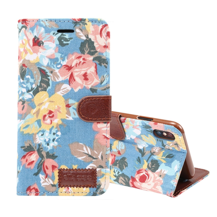 For iPhone XS Max Dibase Flower Pattern Horizontal Flip PU Leather Case with Holder & Card Slot