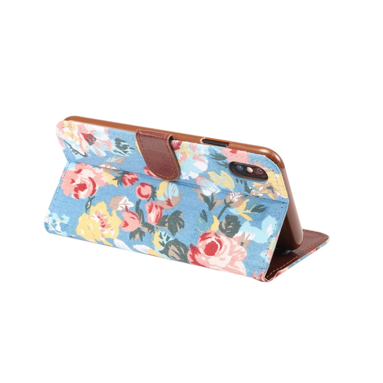 For iPhone XS Max Dibase Flower Pattern Horizontal Flip PU Leather Case with Holder & Card Slot