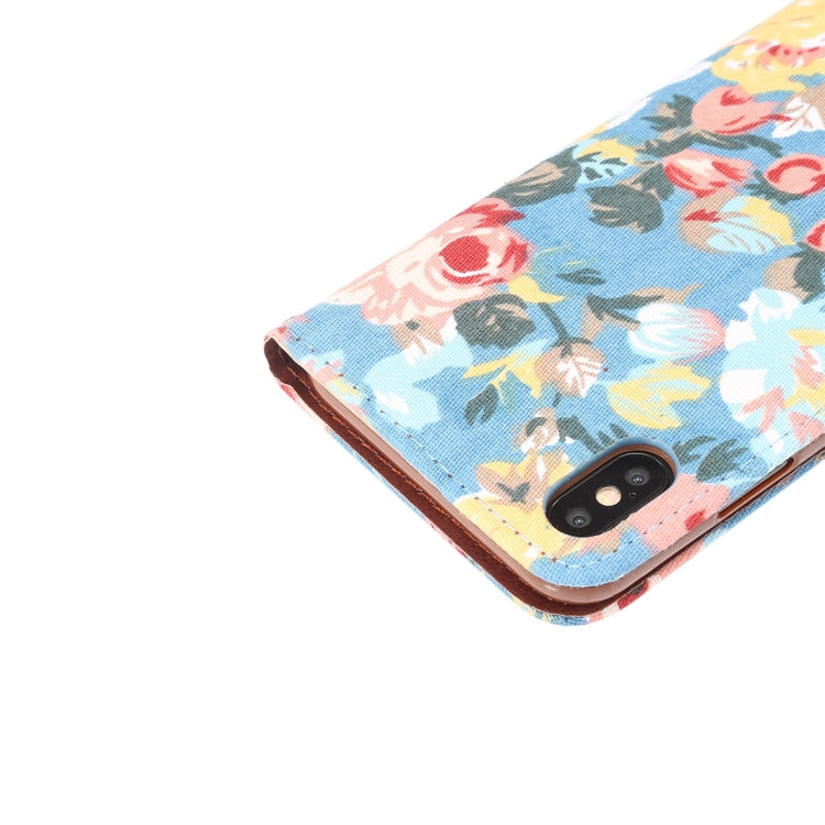 For iPhone XS Max Dibase Flower Pattern Horizontal Flip PU Leather Case with Holder & Card Slot