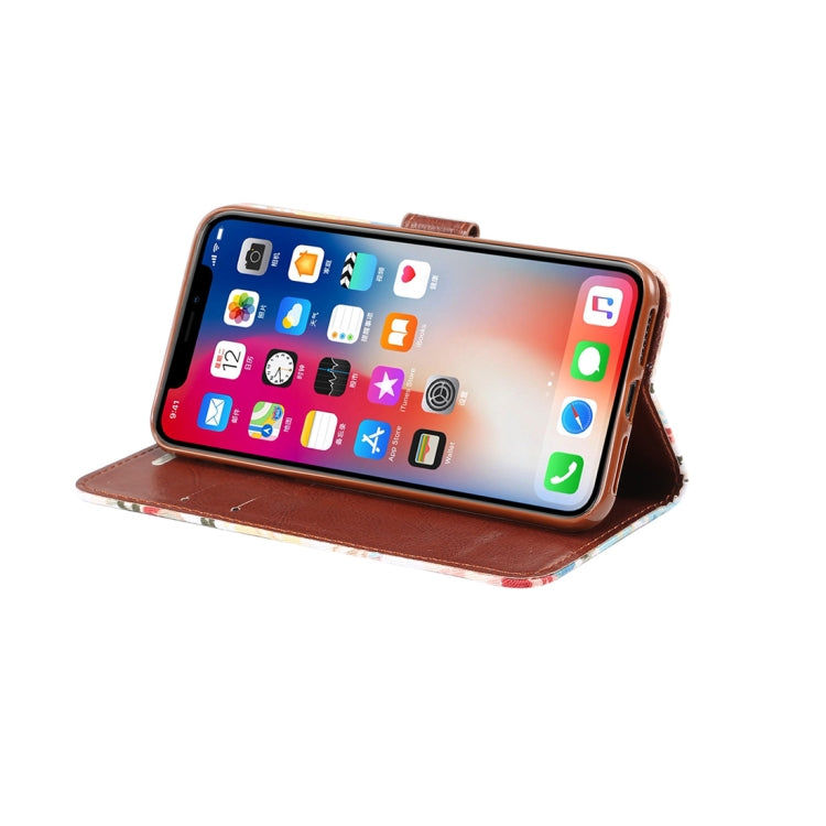 For iPhone XS Max Dibase Flower Pattern Horizontal Flip PU Leather Case with Holder & Card Slot