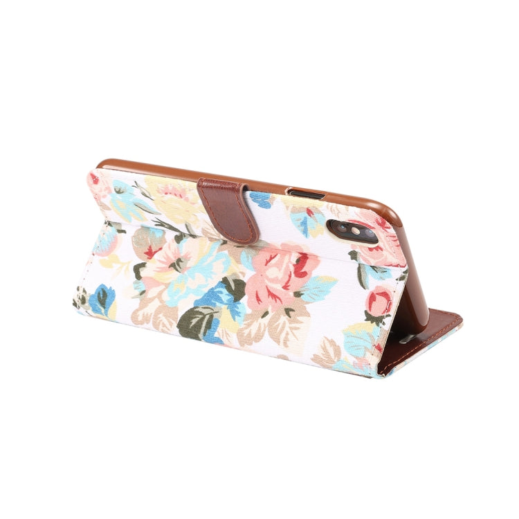 For iPhone XS Max Dibase Flower Pattern Horizontal Flip PU Leather Case with Holder & Card Slot
