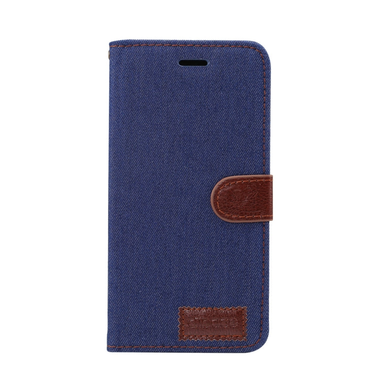 For iPhone XS Max Dibase Denim Texture Horizontal Flip Leather Case with Holder & Card Slots(Dark Blue)