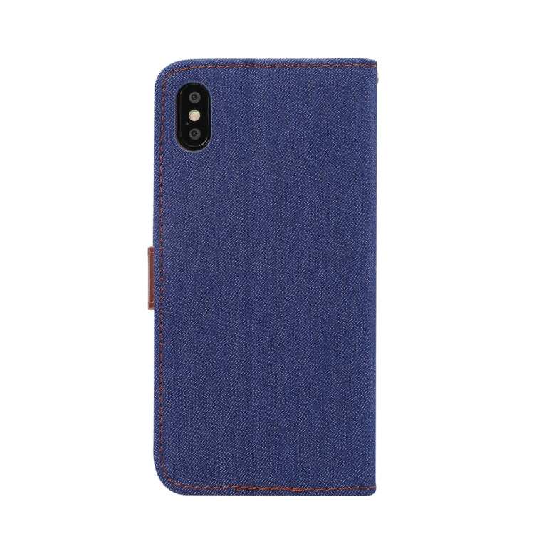 For iPhone XS Max Dibase Denim Texture Horizontal Flip Leather Case with Holder & Card Slots(Dark Blue)