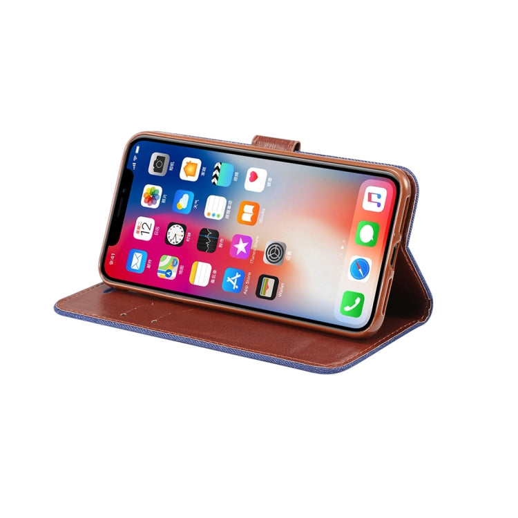 For iPhone XS Max Dibase Denim Texture Horizontal Flip Leather Case with Holder & Card Slots(Dark Blue)