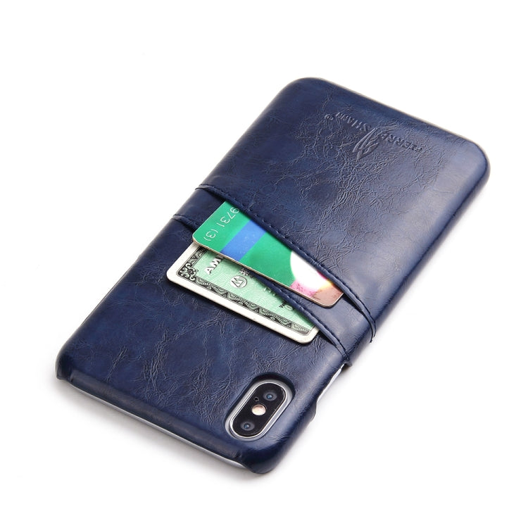 For iPhone XS Max Fierre Shann Retro Oil Wax Texture PU Leather Case with Card Slots