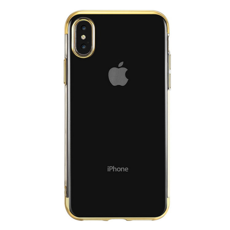 For iPhone XS Max Three Sections Electroplating Side TPU Protective Back Case