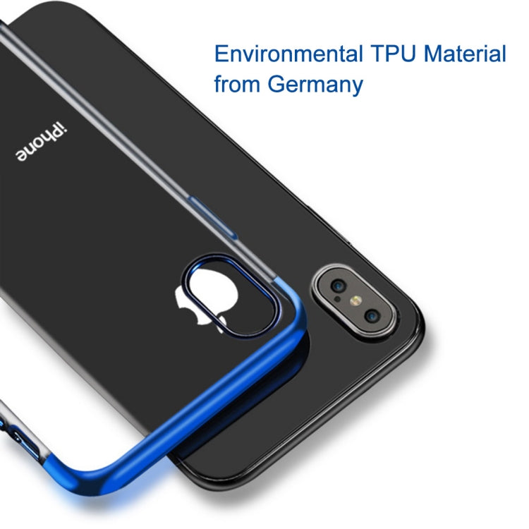 For iPhone XS Max Three Sections Electroplating Side TPU Protective Back Case