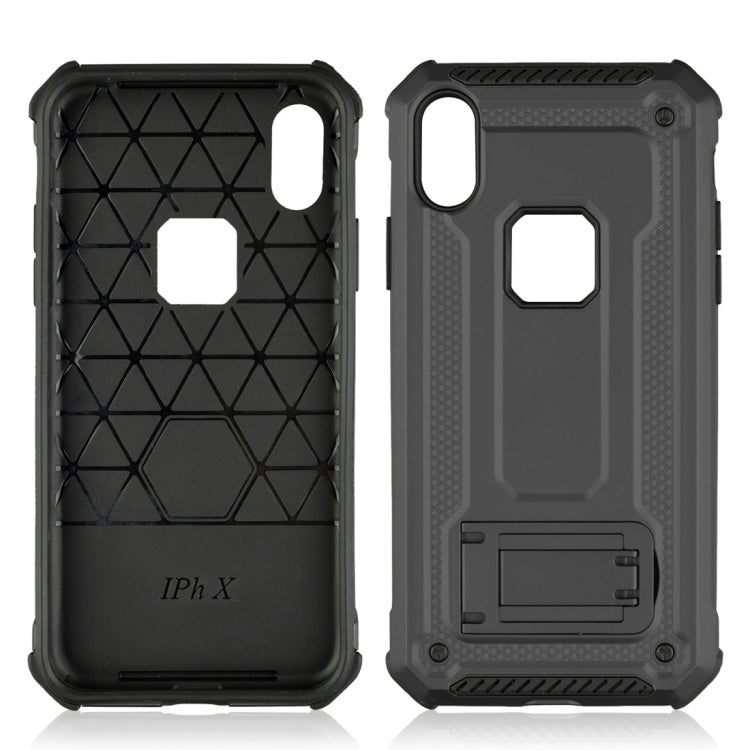 For iPhone XS Max Shockproof PC + TPU Armor Protective Case with Holder