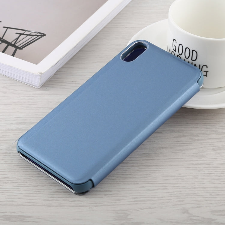 For iPhone XS Max Electroplating Mirror Horizontal Flip Leather Case with Holder