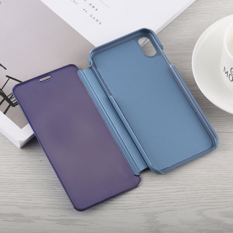 For iPhone XS Max Electroplating Mirror Horizontal Flip Leather Case with Holder