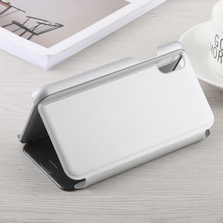 For iPhone XS Max Electroplating Mirror Horizontal Flip Leather Case with Holder